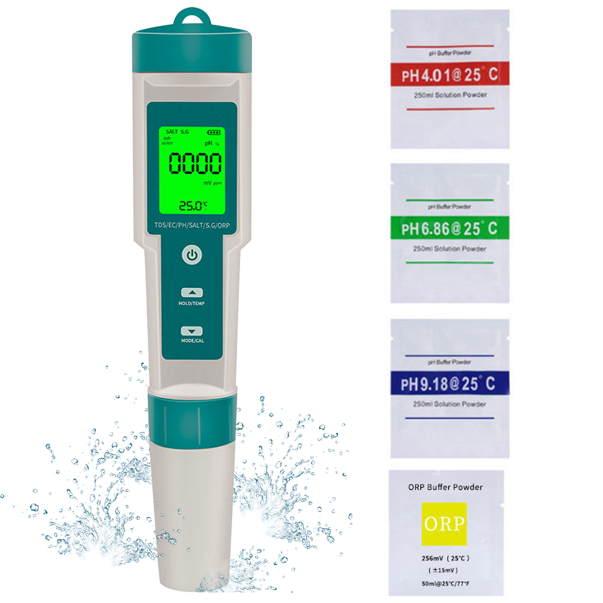 Ec Meter Digital - Digitale PH-meter 7-in-1 PH/ORP/EC/TEMP/SALT/S.G/TDS Waterkwaliteitstester Hoge